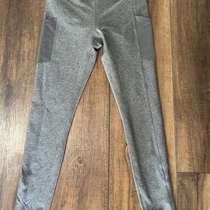 Mondetta Heathered Gray High-Waist Leggings Pockets Mesh Panels Size S